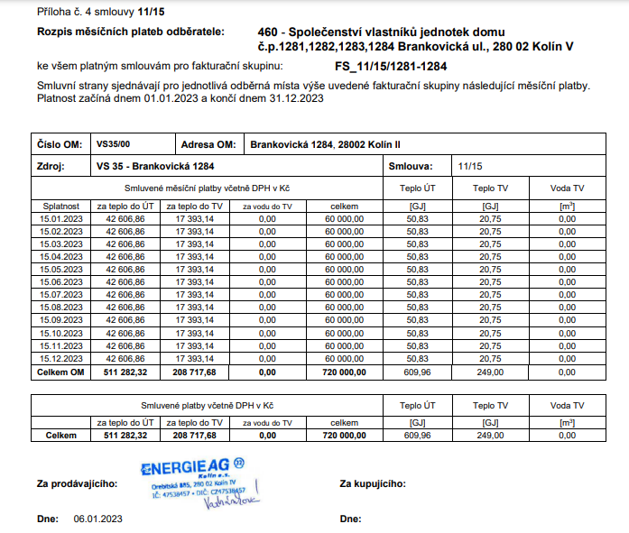 Zálohy na teplo 2023 - 1